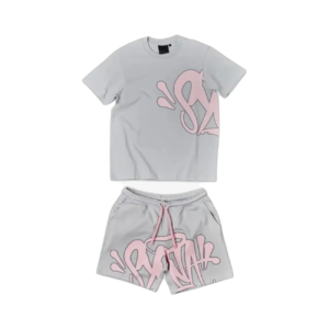 SYNA WORLD LOGO T-SHIRT – SHORT SET – GREY/PINK