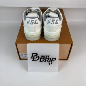 LV Trainer Leather Sneakers – White/Light Grey